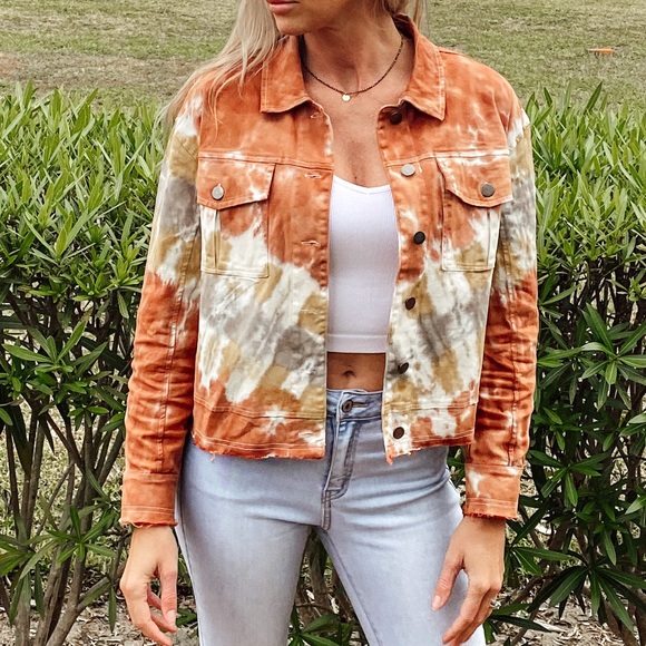 Tie dye raw hem crop jacket - Picture 6 of 7